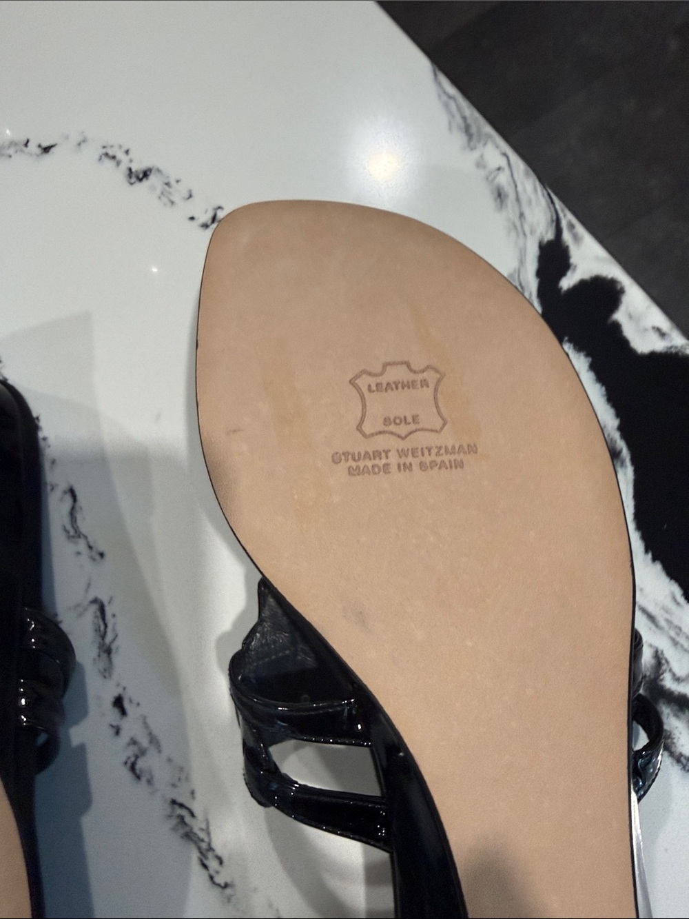 Stuart Weitzman Black Jeweled Thong Sandals - Picture 4 of 6